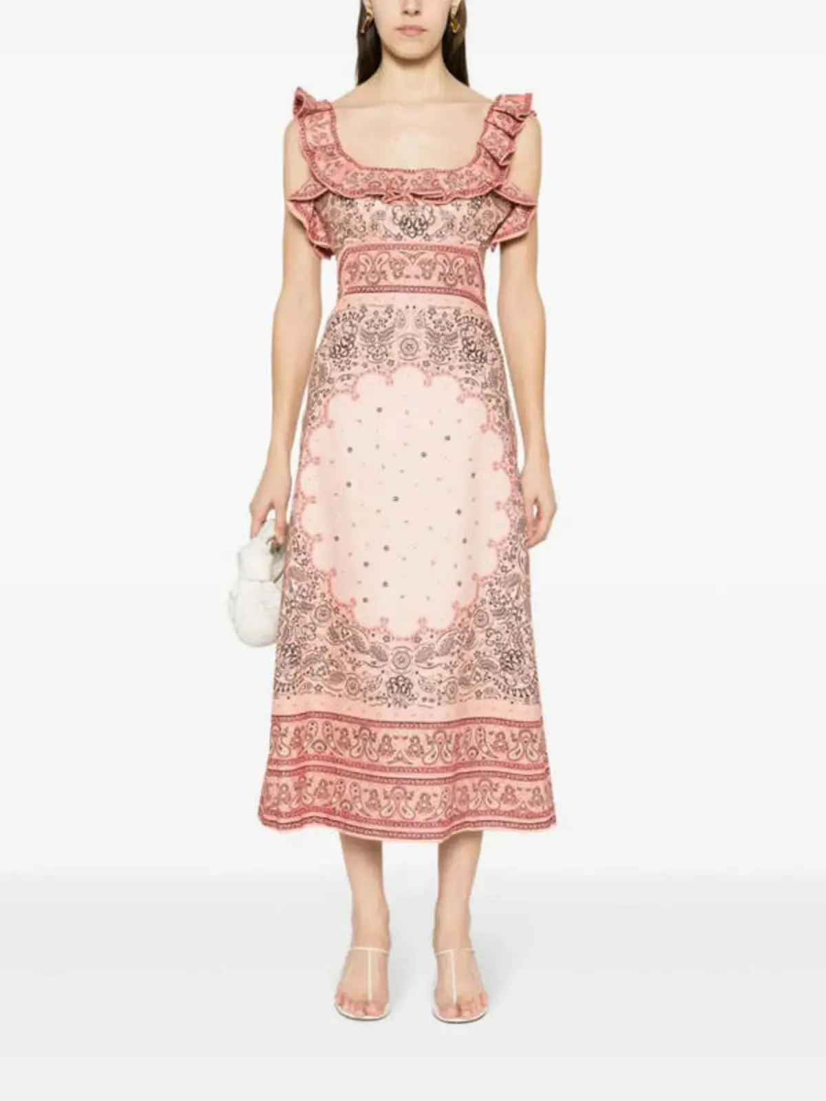 Zimmermann Matchmaker Frilled Midi Pink Bandana Size 3 / AU 14 - Image 1
