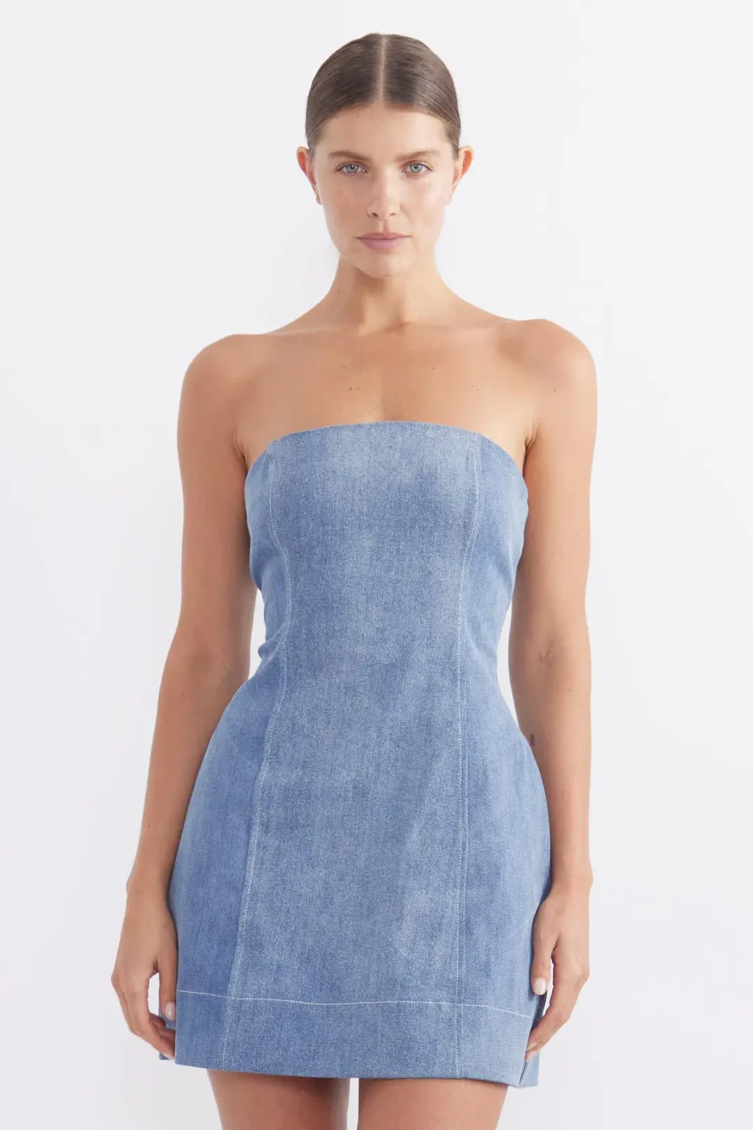 Pasduchas Caliente Strapless Mini Dress Wash Out Size AU 10 for rent on The Volte - main image