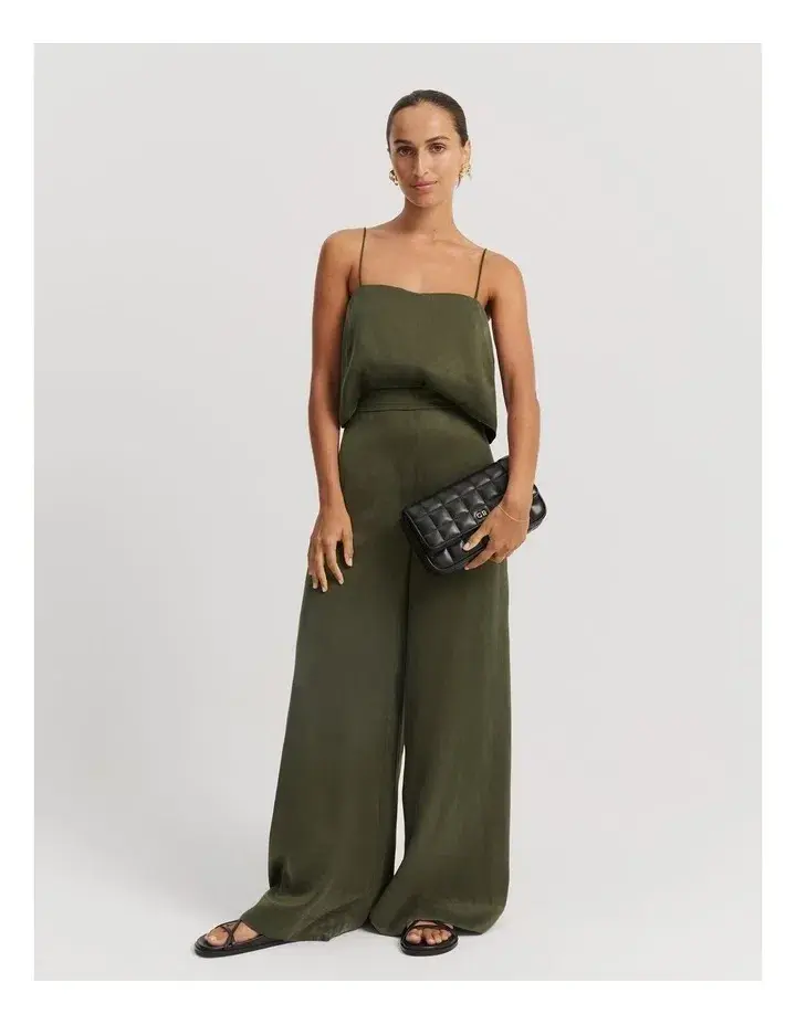 Country Road Fluid Cami and Fluid Palazzo Pant in Dark Olive Size AU 10 - Image 1