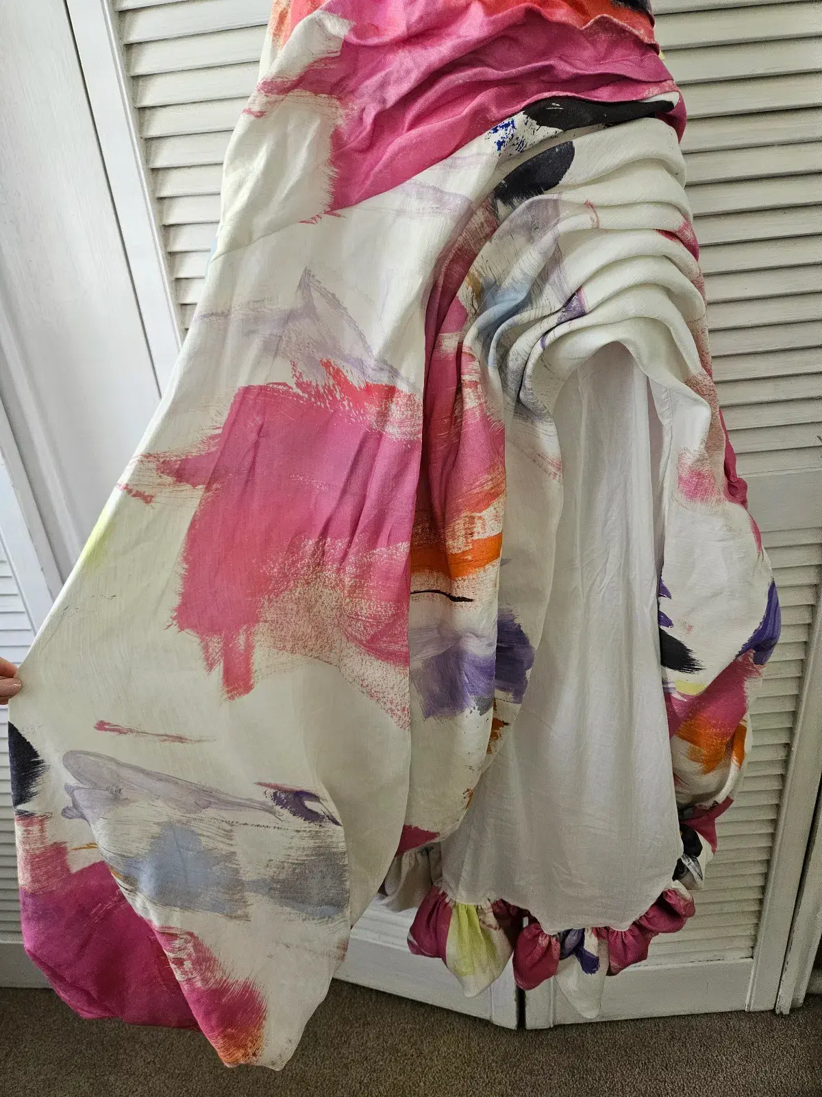 AJE HALTER NECK ABSTRACT SUNSET MIDI DRESS SIZE 8 - Image 4