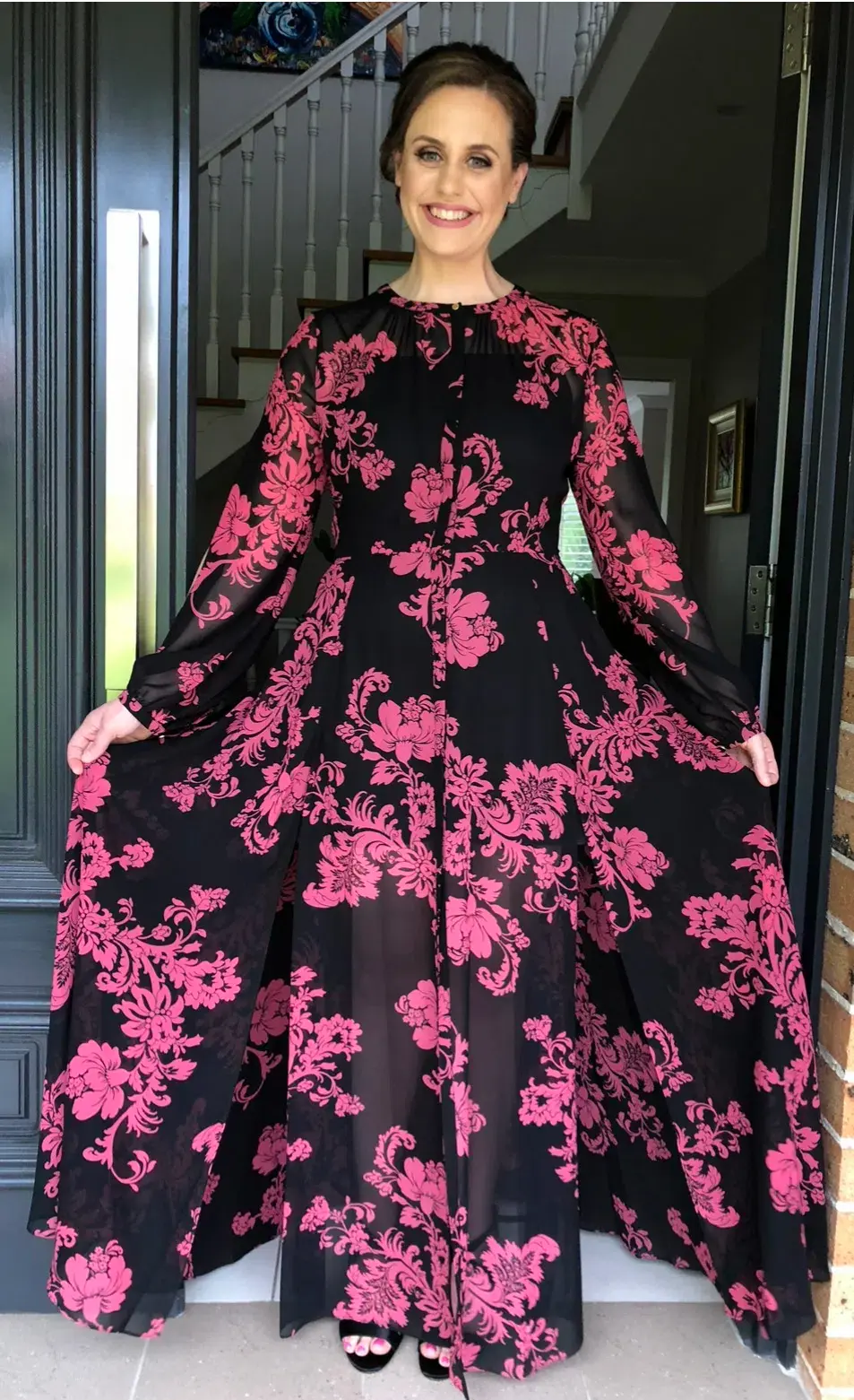 Sass and Bide Floral Dress Pink and Black Size 14 - Image 1