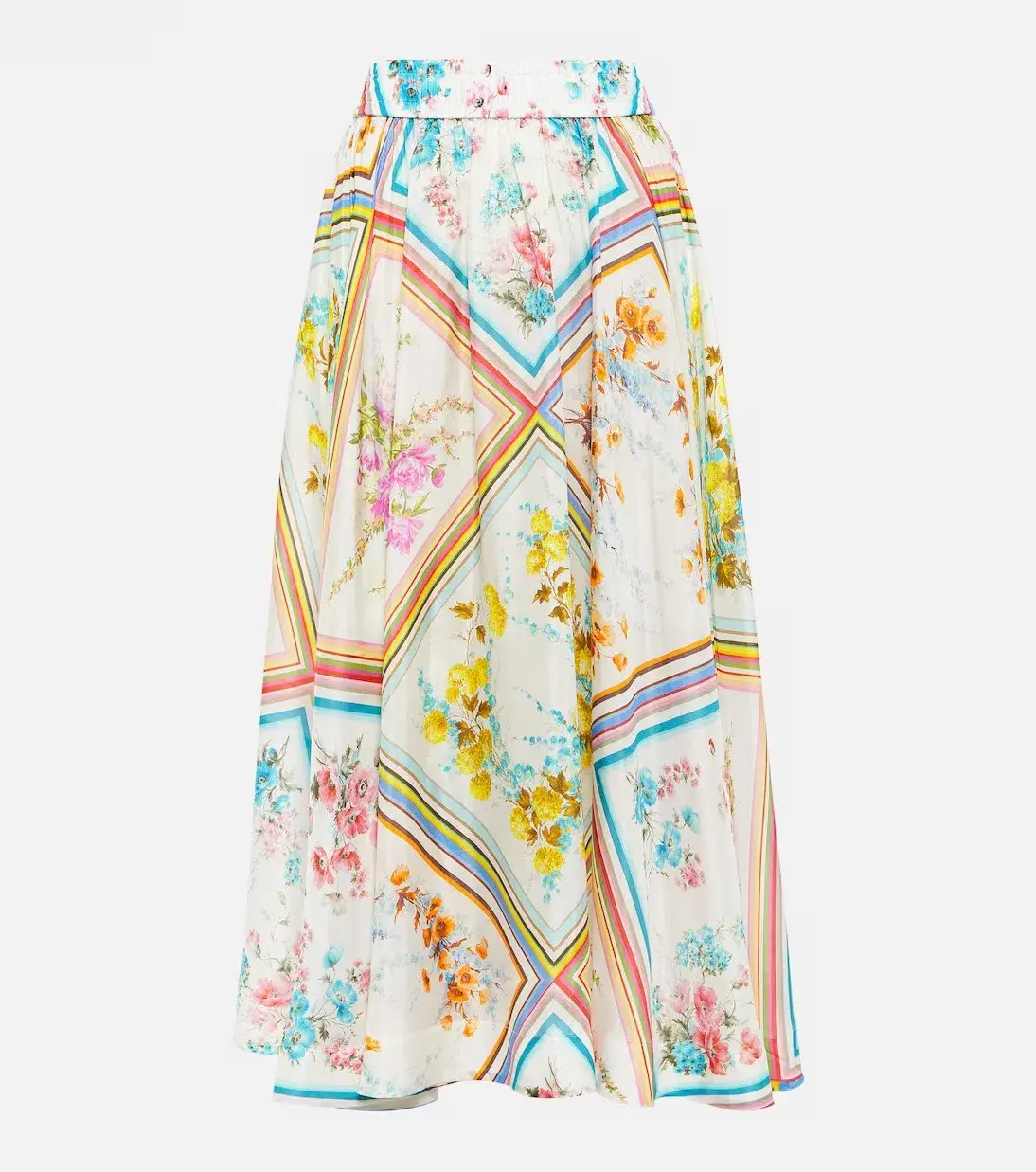 Zimmermann Halcyon Swing Skirt Multi Print Size 0/ AU 8 - Image 3