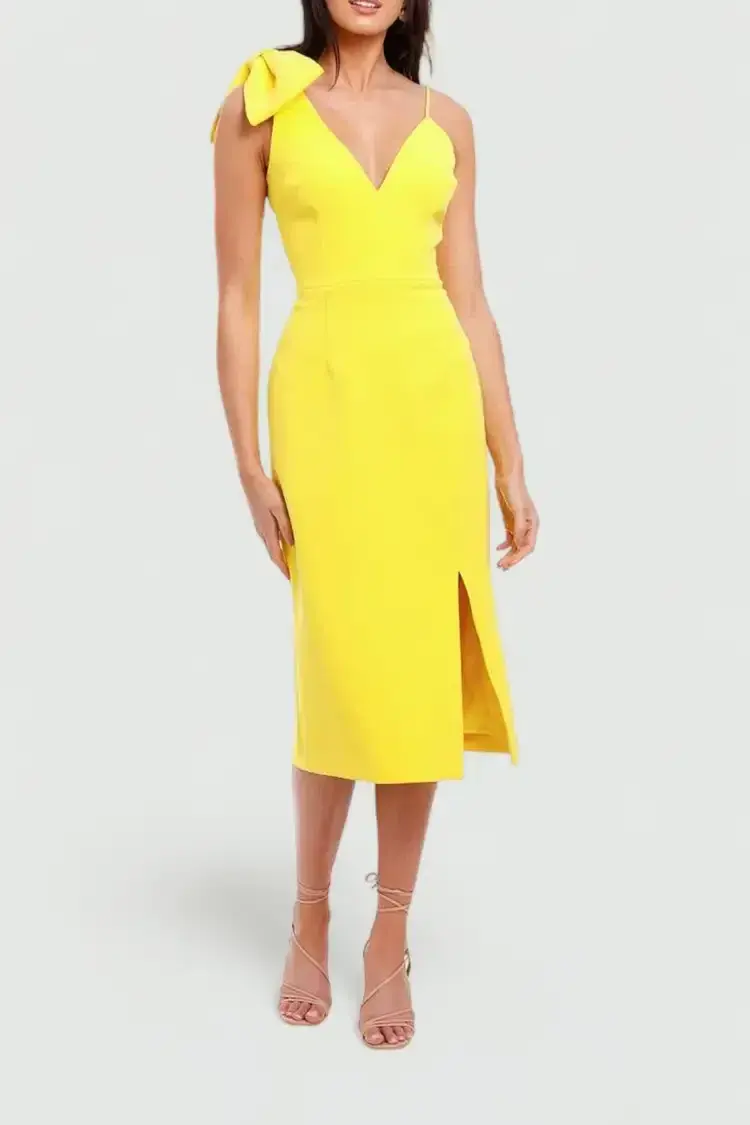 Rebecca Vallance Love Bow Dress in Yellow Size 14 - Image 1