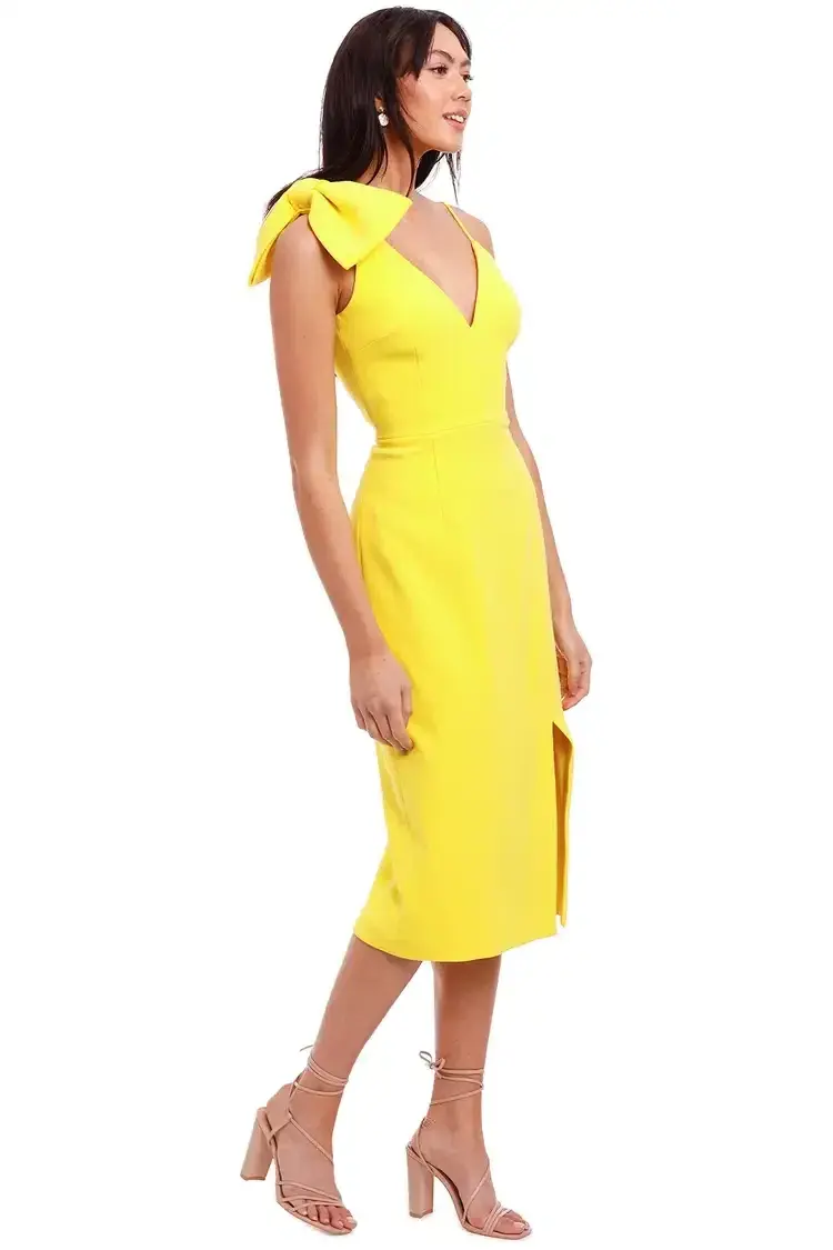 Rebecca Vallance Love Bow Dress in Yellow Size 14 - Image 2