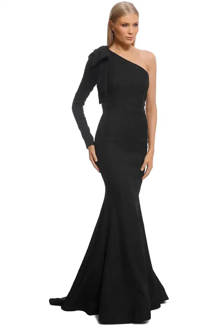 Rebecca Vallance Harlow Bow Gown in Black Size 8 - Image 2