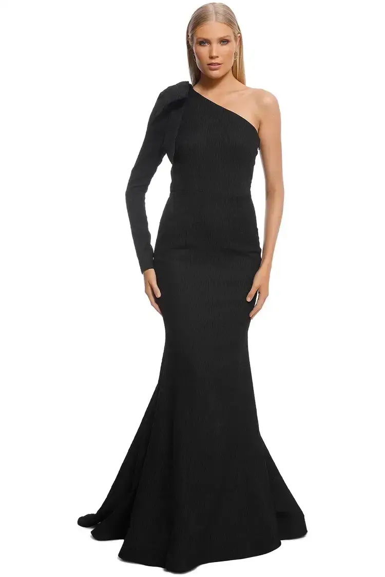 Rebecca Vallance Harlow Bow Gown in Black Size 8 - Image 1