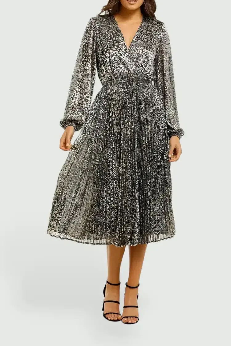 Rebecca Vallance Vienna Midi Dress in Gold Size 6 - Image 2