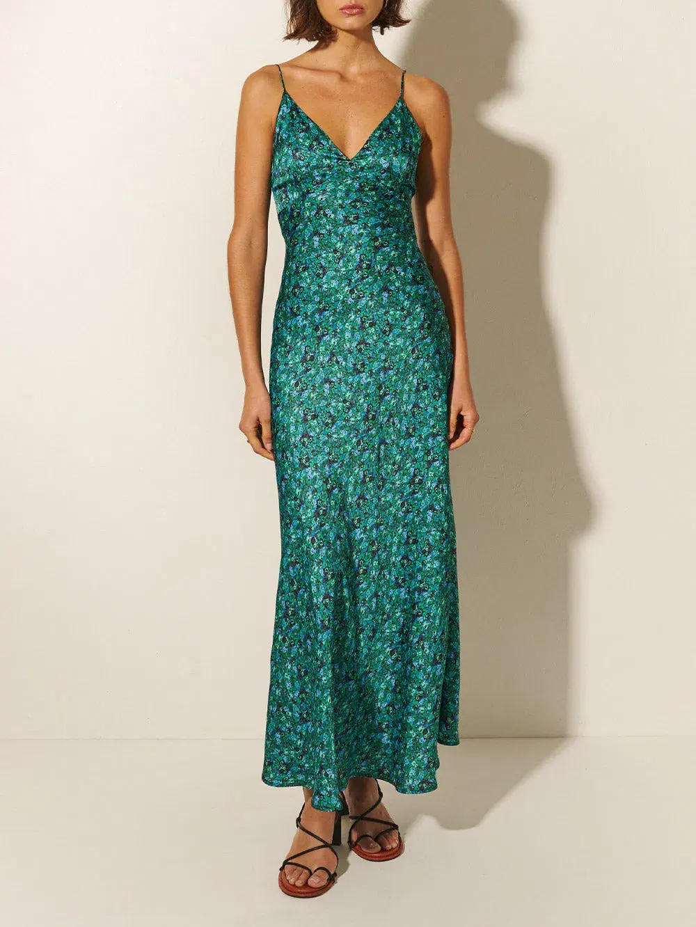 Kivari Acacia Slip Dress Green Ditsy Size 10 for rent on The Volte - main image