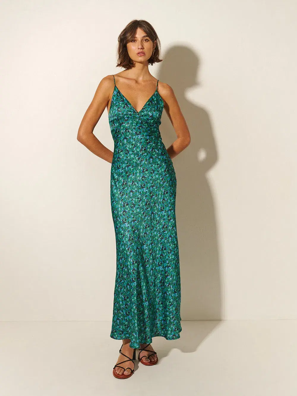 Kivari Acacia Slip Dress Green Ditsy Size 10 - Image 1