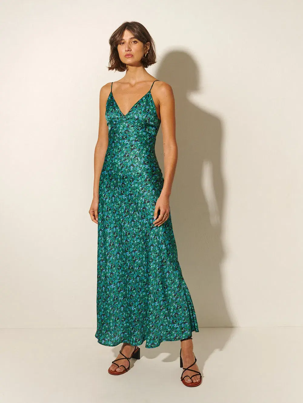 Kivari Acacia Slip Dress Green Ditsy Size 10 - Image 2