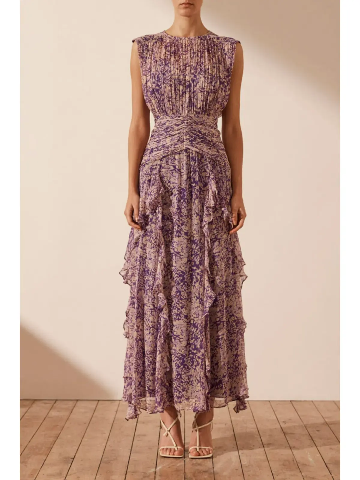 Shona Joy Aurier Round Neck Sleeveless Maxi Dress Purple Size AU 8 - Image 1