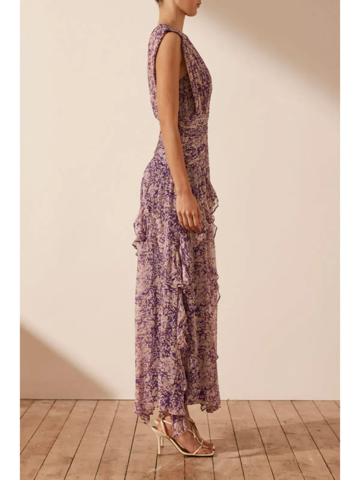 Shona Joy Aurier Round Neck Sleeveless Maxi Dress Purple Size AU 8 - Image 3