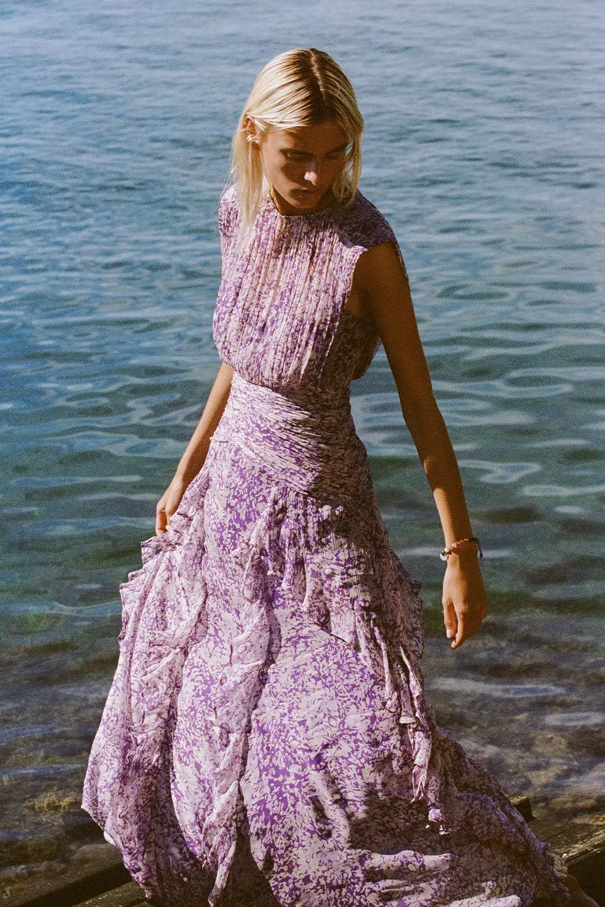 Shona Joy Aurier Round Neck Sleeveless Maxi Dress Purple Size AU 8 - Image 4