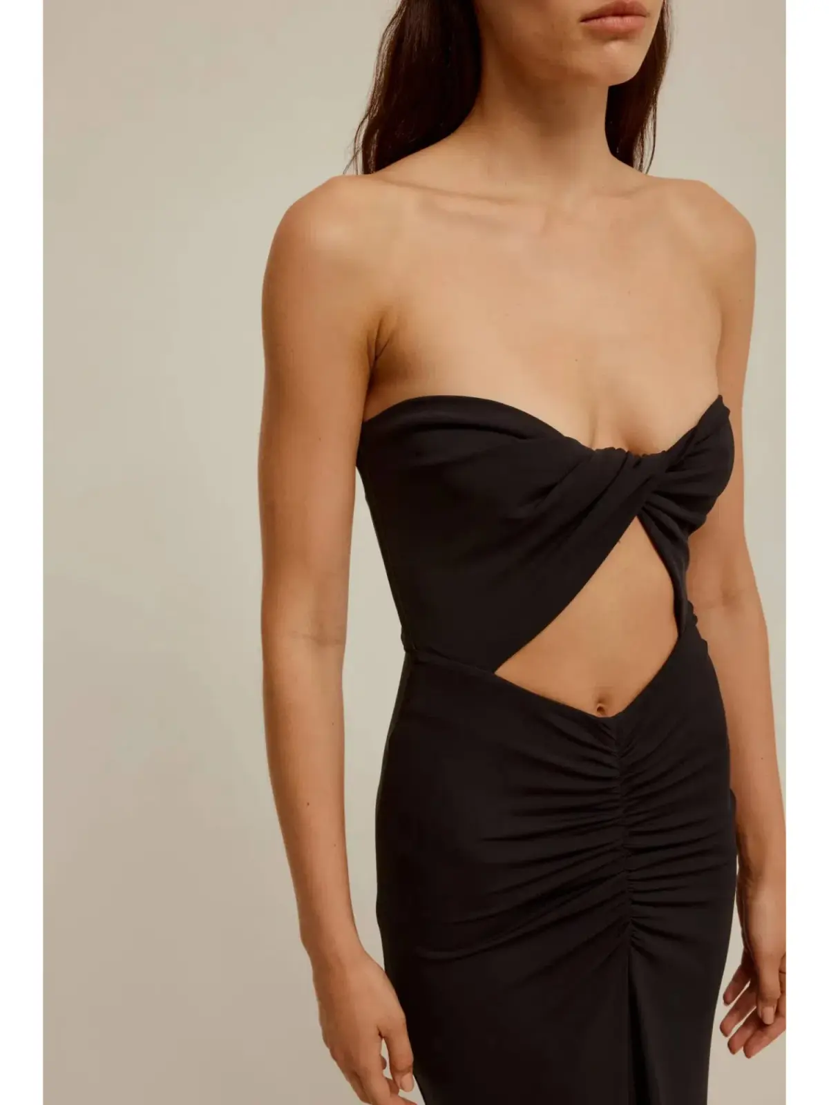 Venroy Draped Cutaway Strapless Dress Black Size AU 10 - Image 2