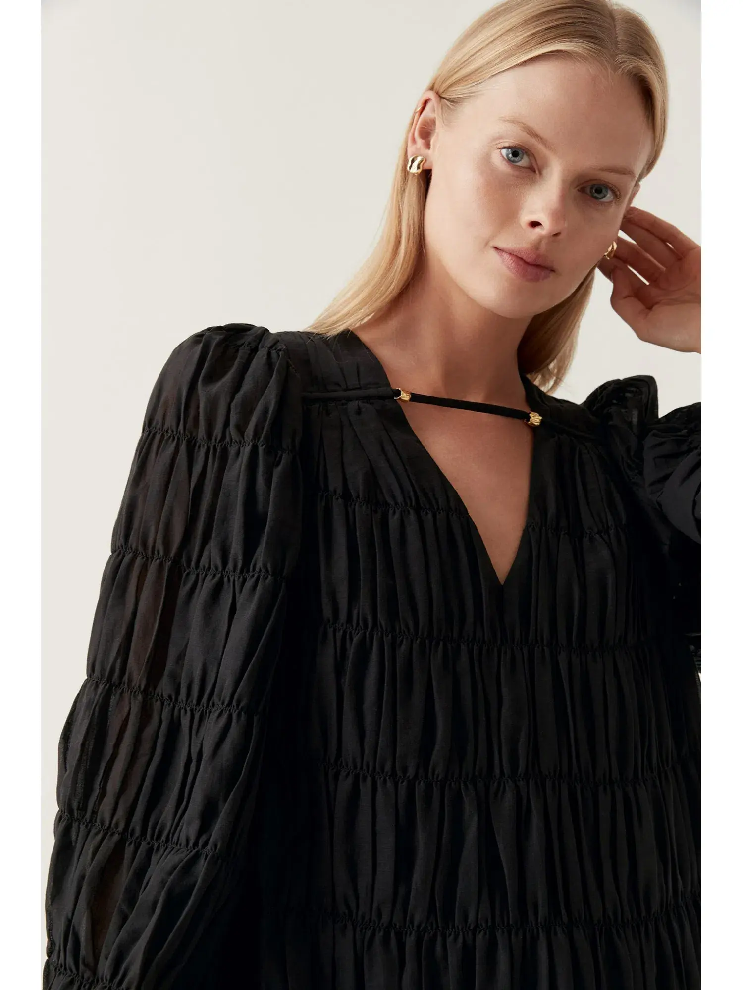 Aje Evelina Ruched Mini Dress Black Size AU 14 - Image 3