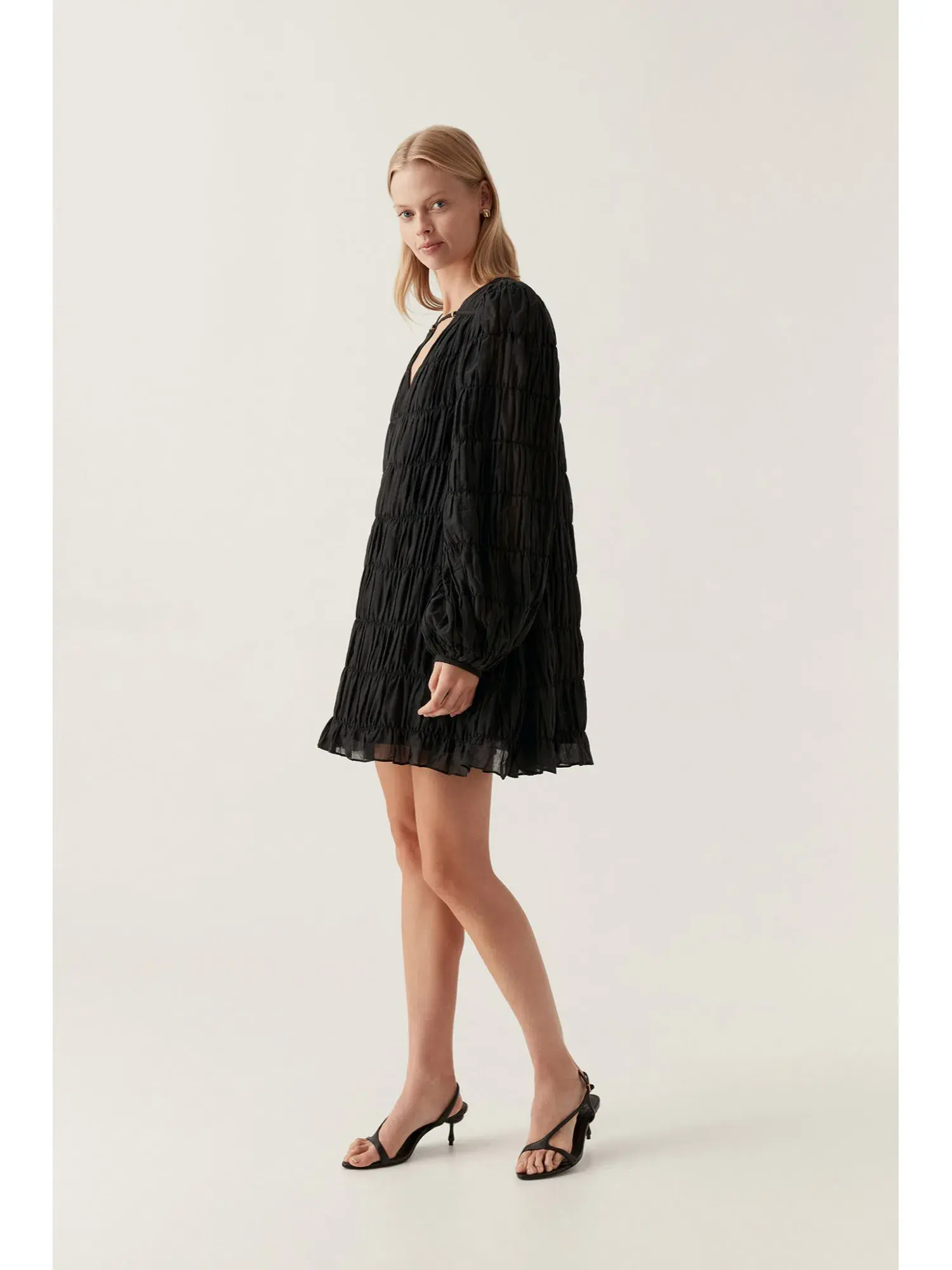 Aje Evelina Ruched Mini Dress Black Size AU 14 - Image 2