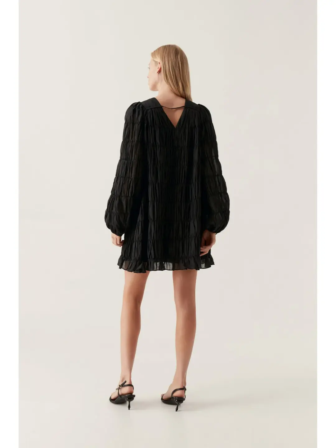 Aje Evelina Ruched Mini Dress Black Size AU 14 for rent on The Volte - main image