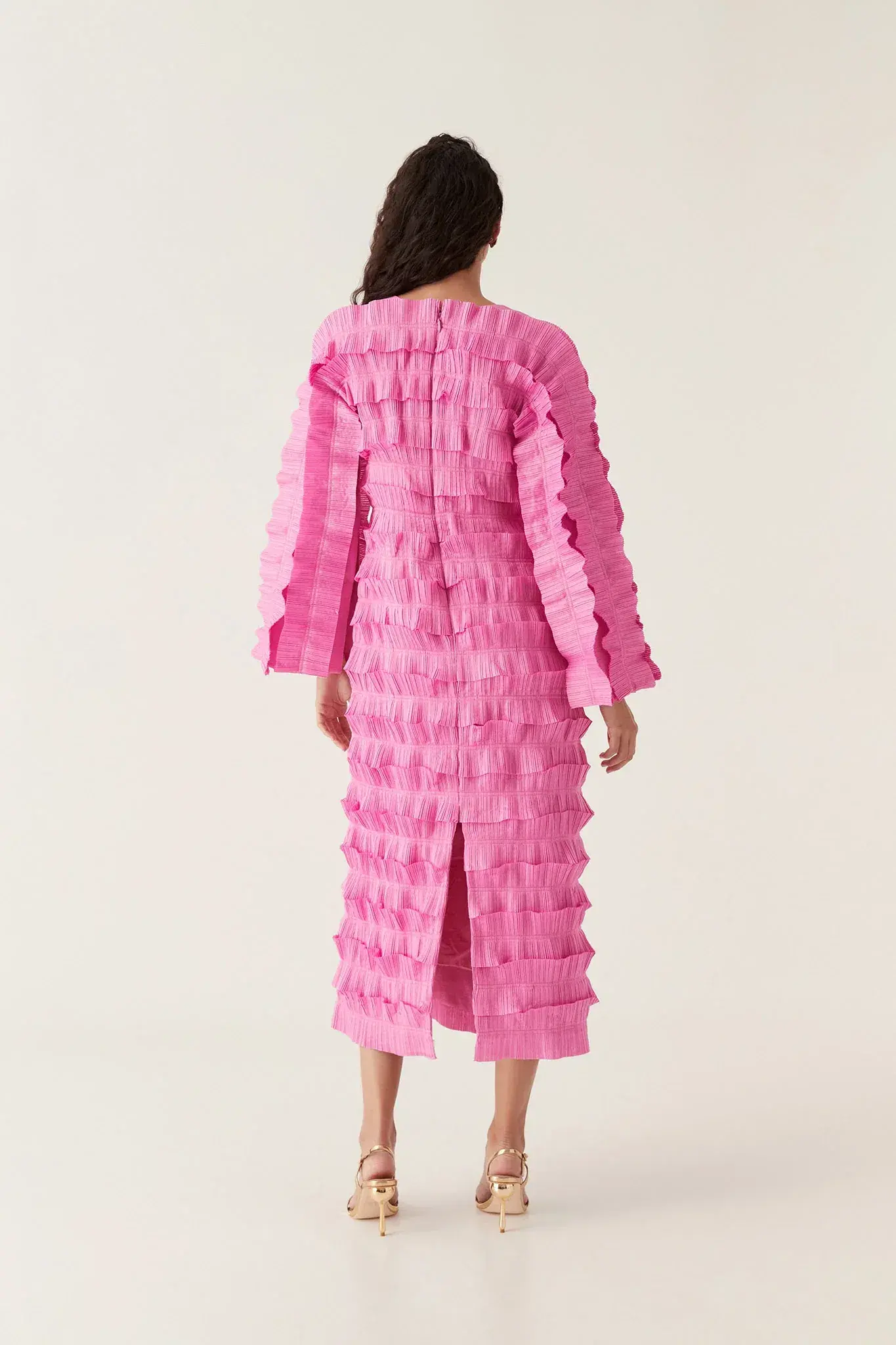 Aje Palladium Ruffled Midi Dress in Muted Fuchsia Size AU 10 - Image 3