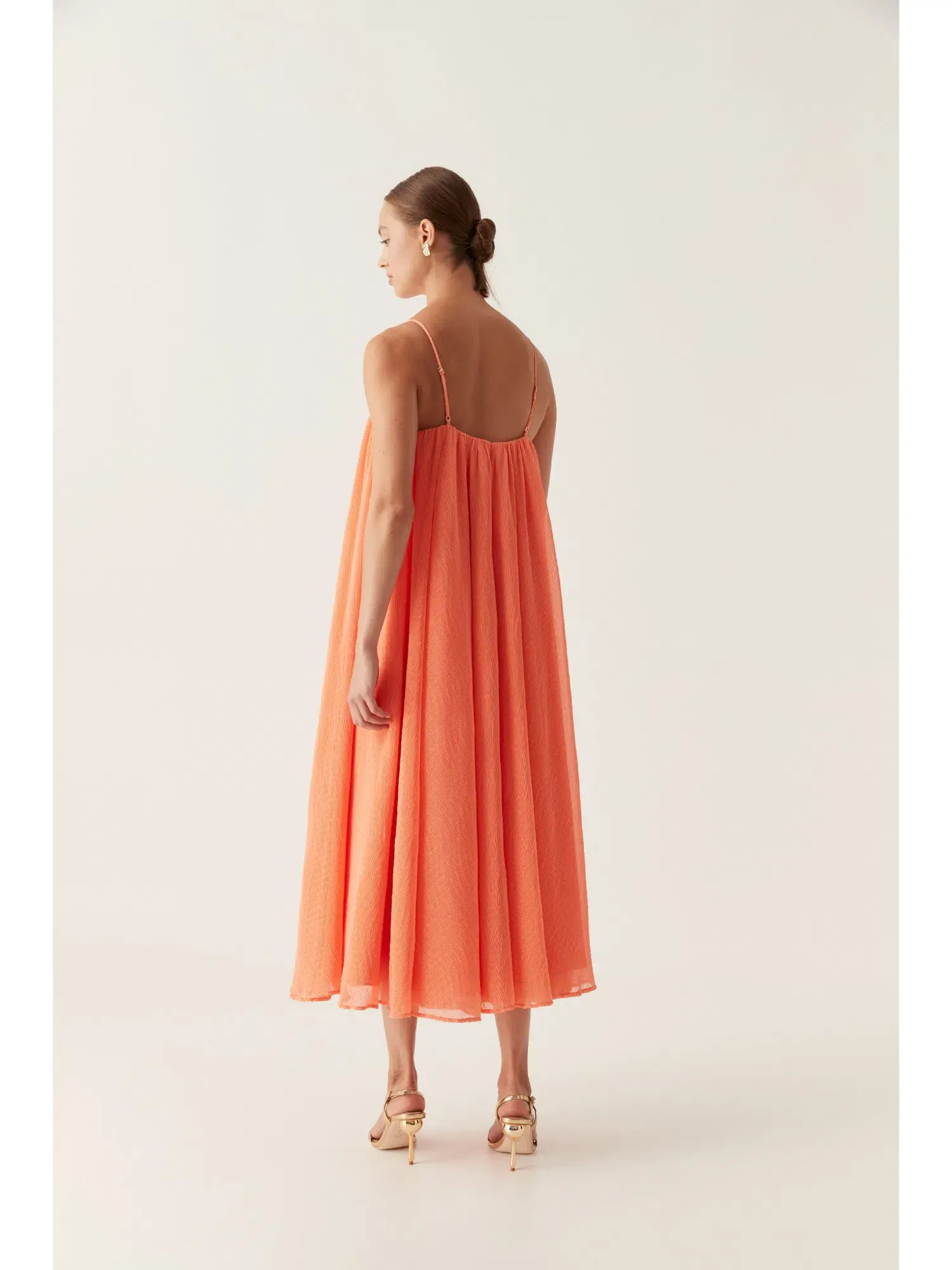 Aje Filigree Sweetheart Midi Dress Sunset Orange Size AU 10 - Image 3