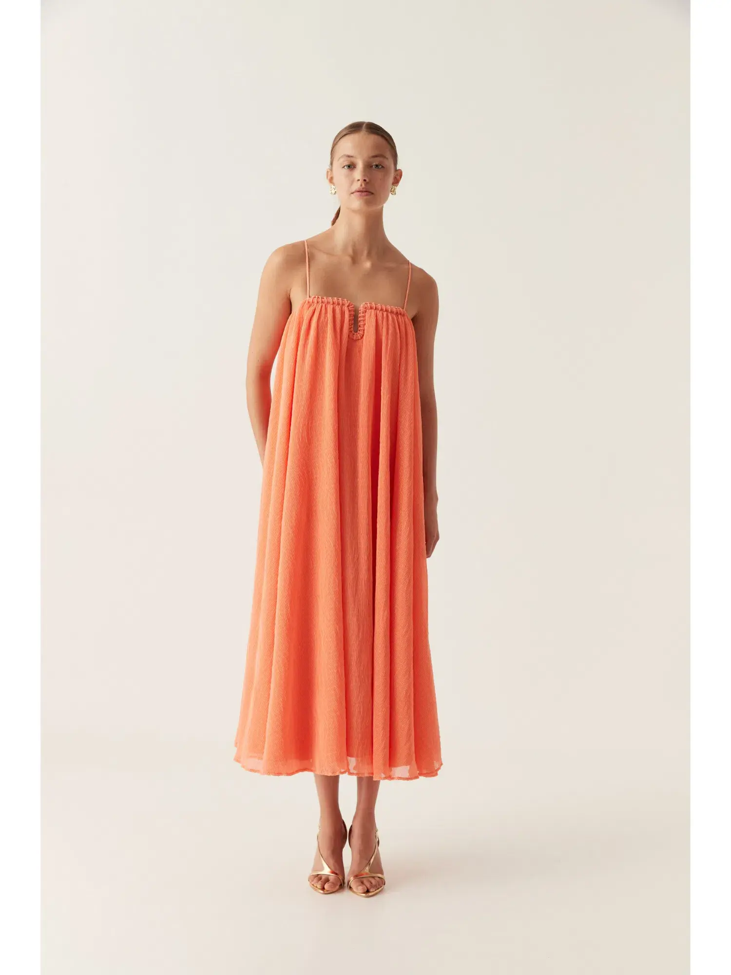Aje Filigree Sweetheart Midi Dress Sunset Orange Size AU 10 - Image 1