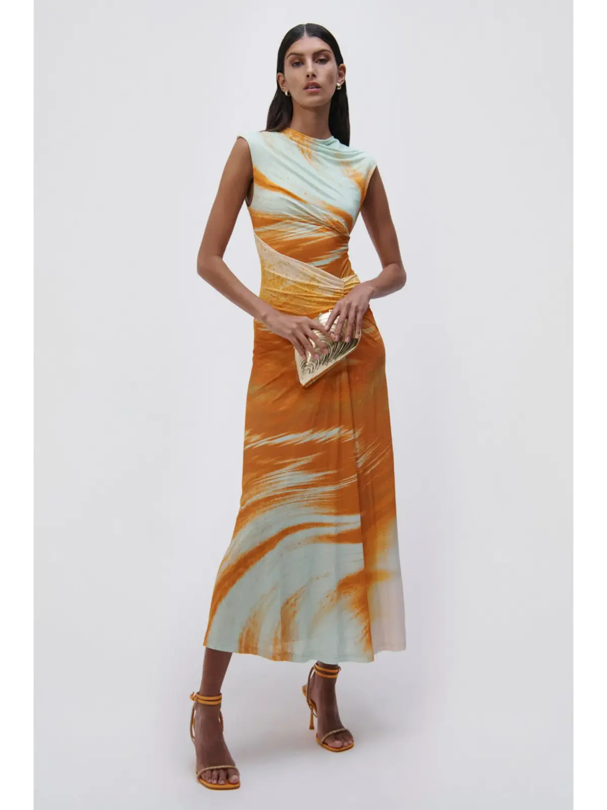 Jonathan Simkhai Acacia Marble Print Maxi Dress Multi Size AU 10 - Image 1