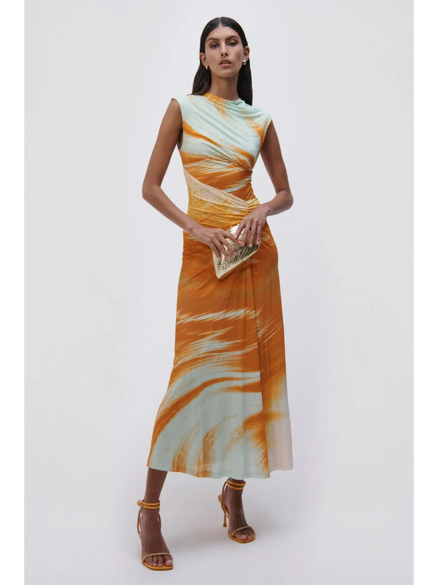 Jonathan Simkhai Acacia Marble Print Maxi Dress Multi Size AU 10 - Image 1