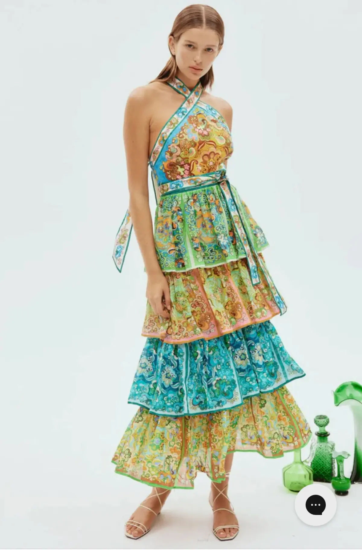 Alemais Dreamer Halter Tier Dress Multi Size 8 - Image 3