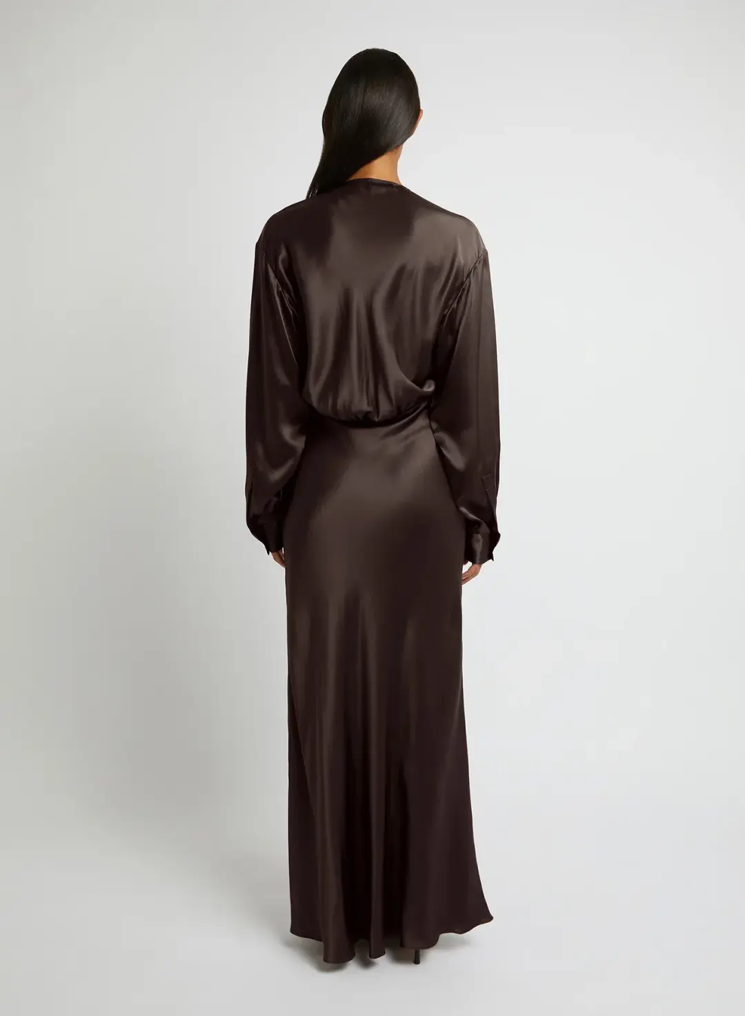 Christopher Esber Triquetra Front Tie Shirt Dress in Cocoa Size AU 8 for rent on The Volte - main image