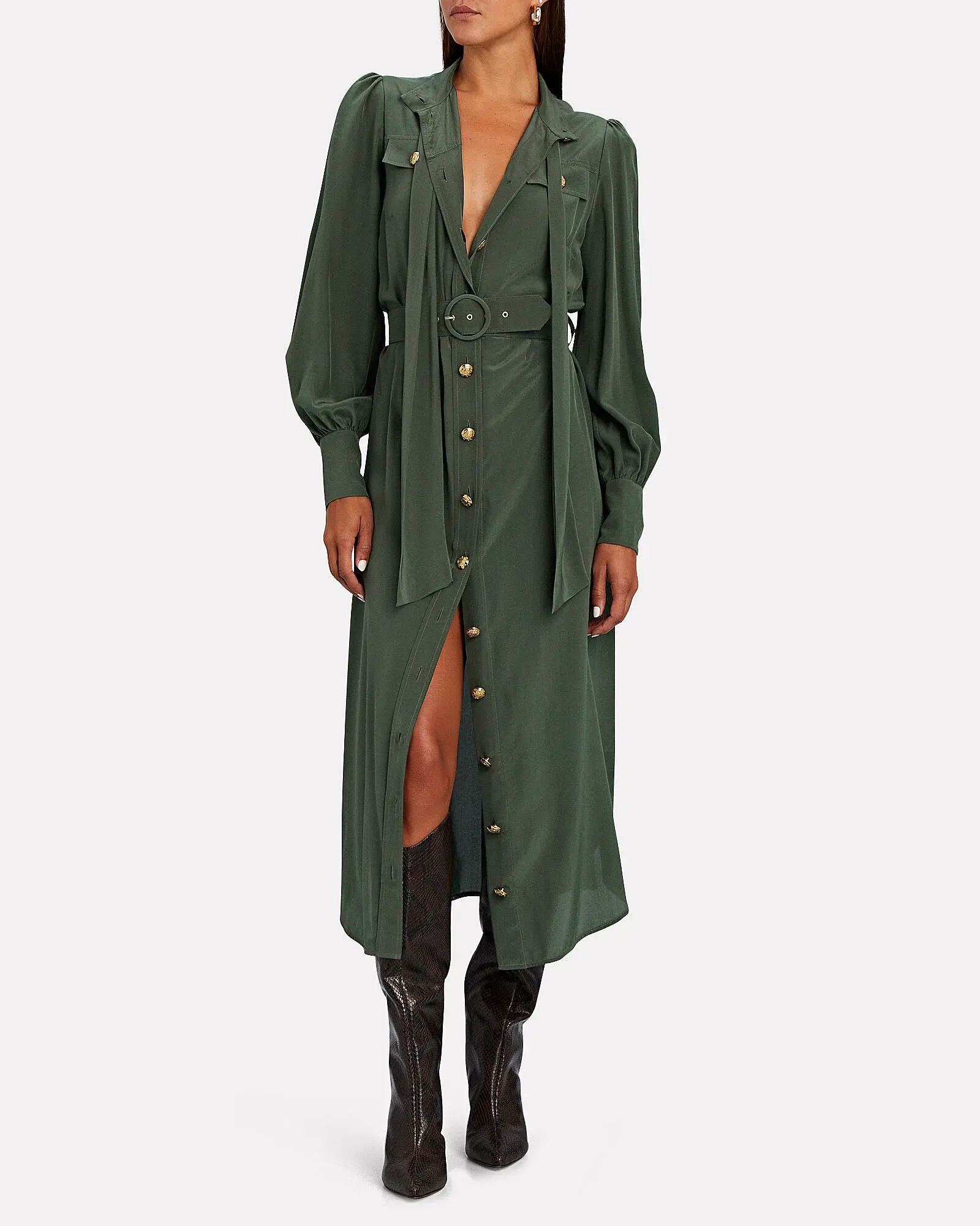 Zimmermann Silk Tie Midi Dress Green Size 8 - Image 1