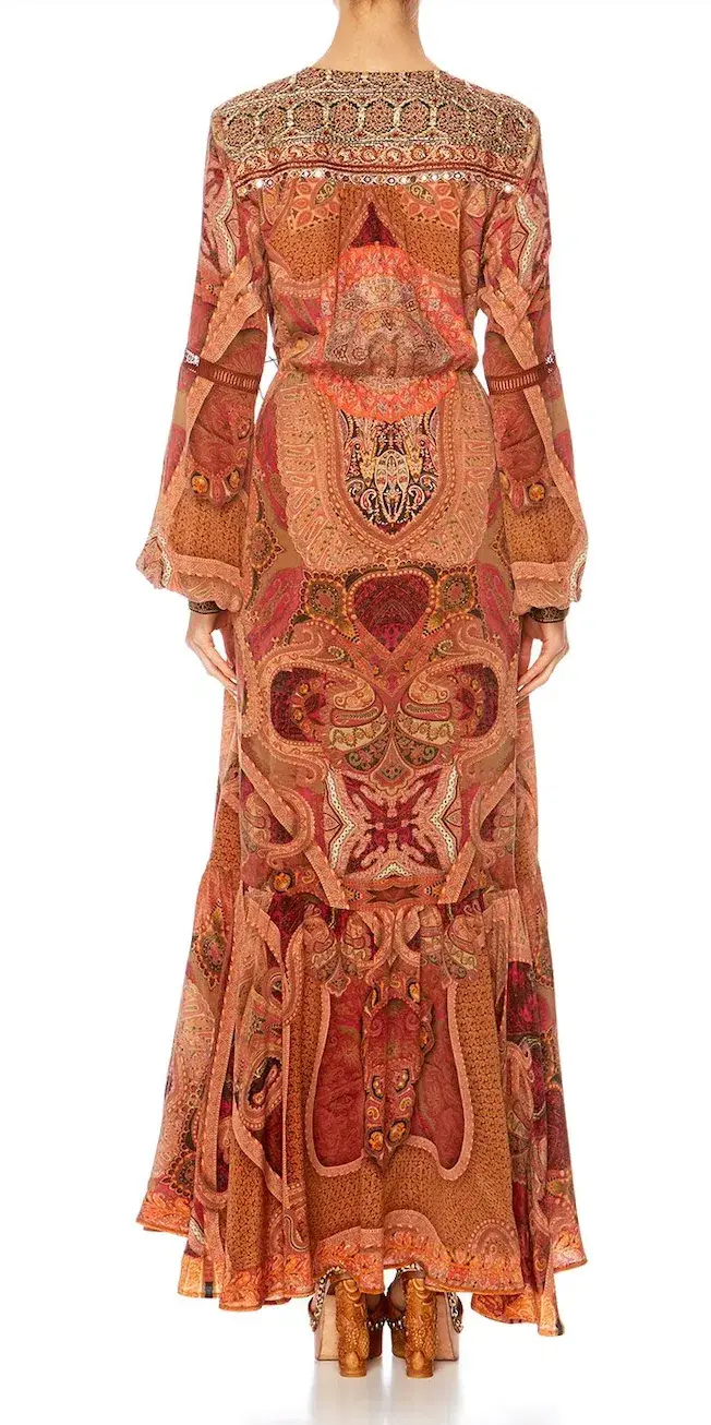 Camilla Quilted Yoke Wrap Dress Family Gathering Print Size 8 - Image 3