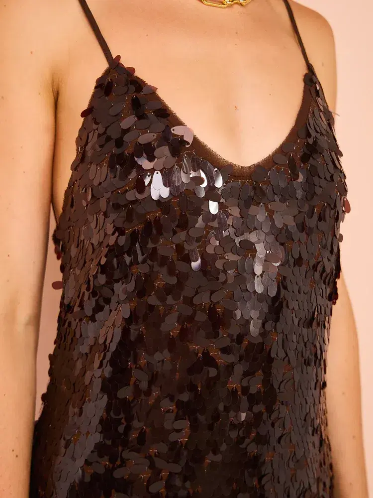Alemais Geanie Sequin Gown Brown Size 8 - Image 5