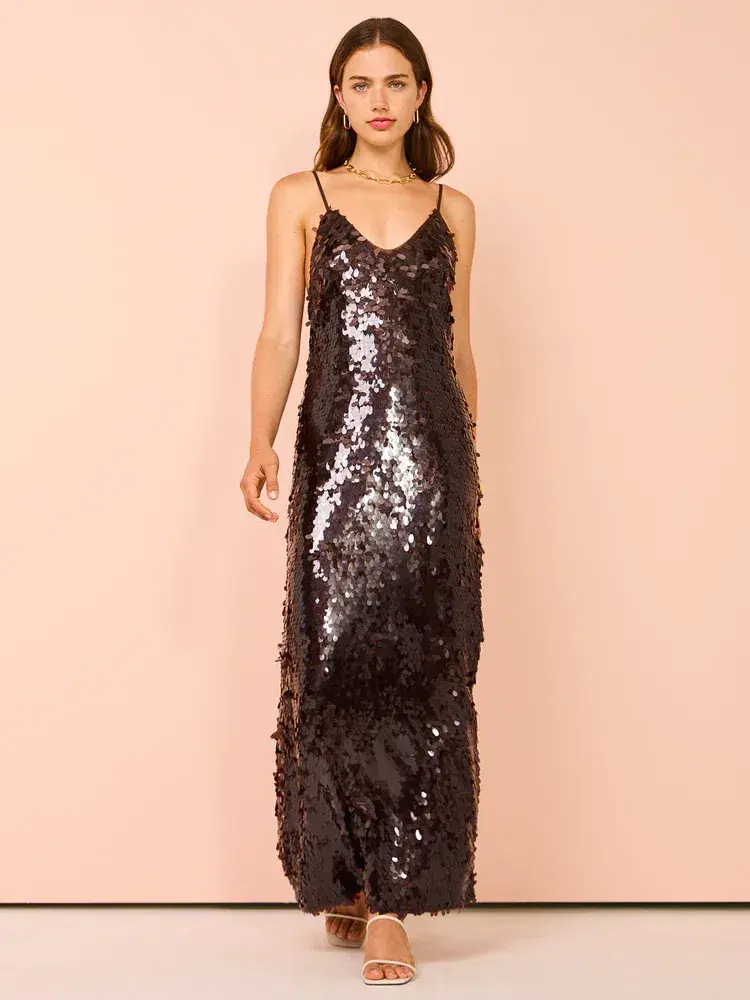 Alemais Geanie Sequin Gown Brown Size 8 - Image 1