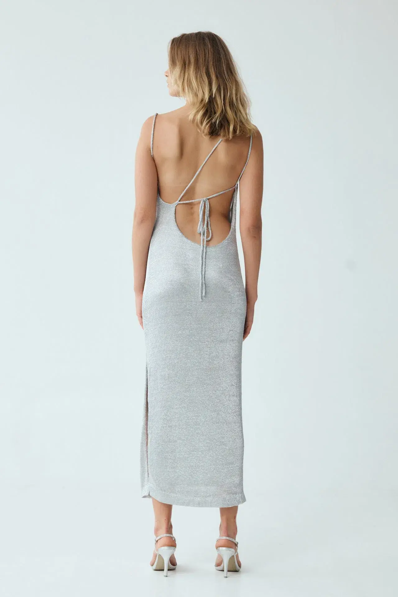 Third Form Heavy Metal Knit Cowl Slip Dress in Silver Size XS / AU 6 - Image 3