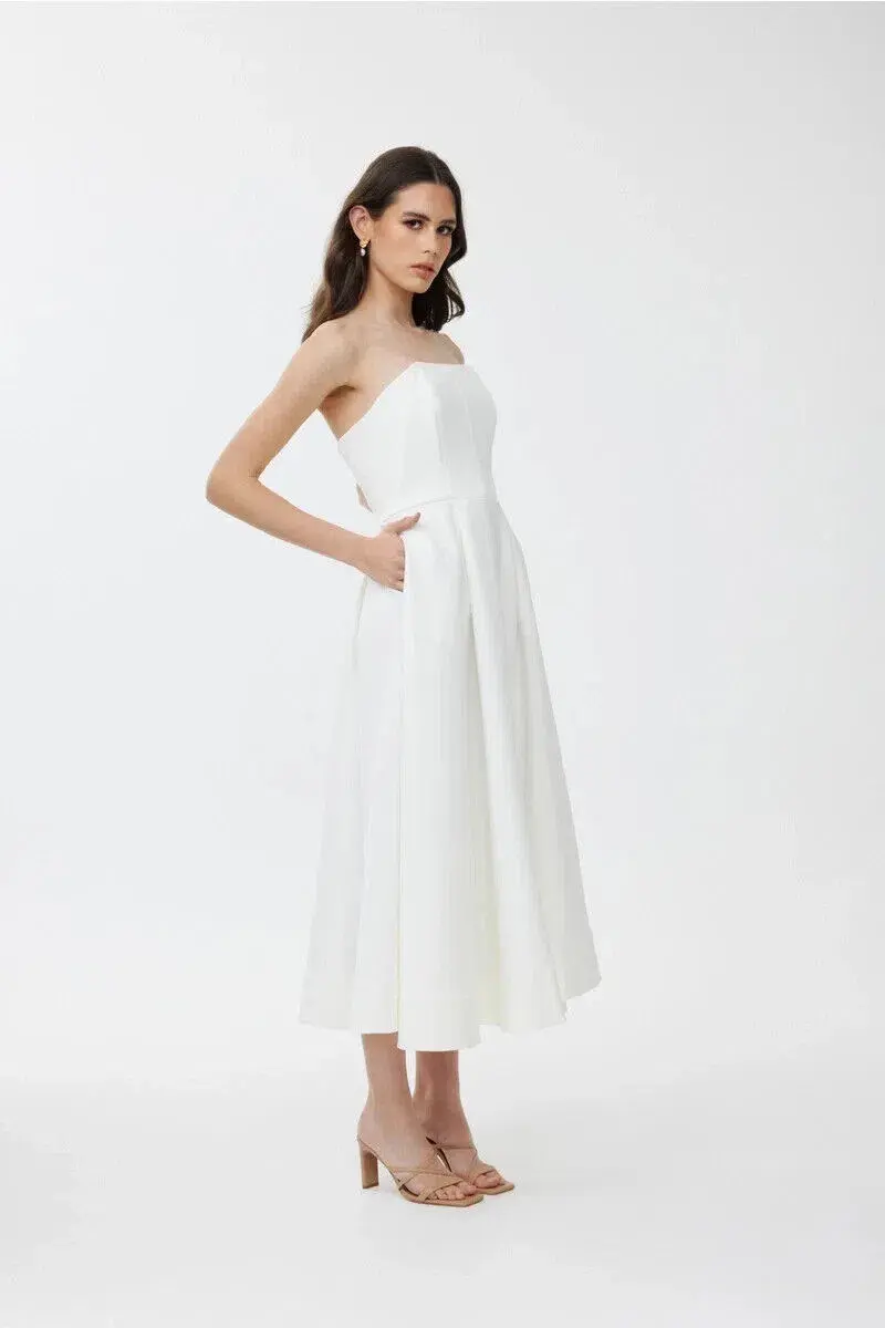 Keepsake the Label Tryst Midi Dress in Porcelain Size XXS / AU 4 for rent on The Volte - main image