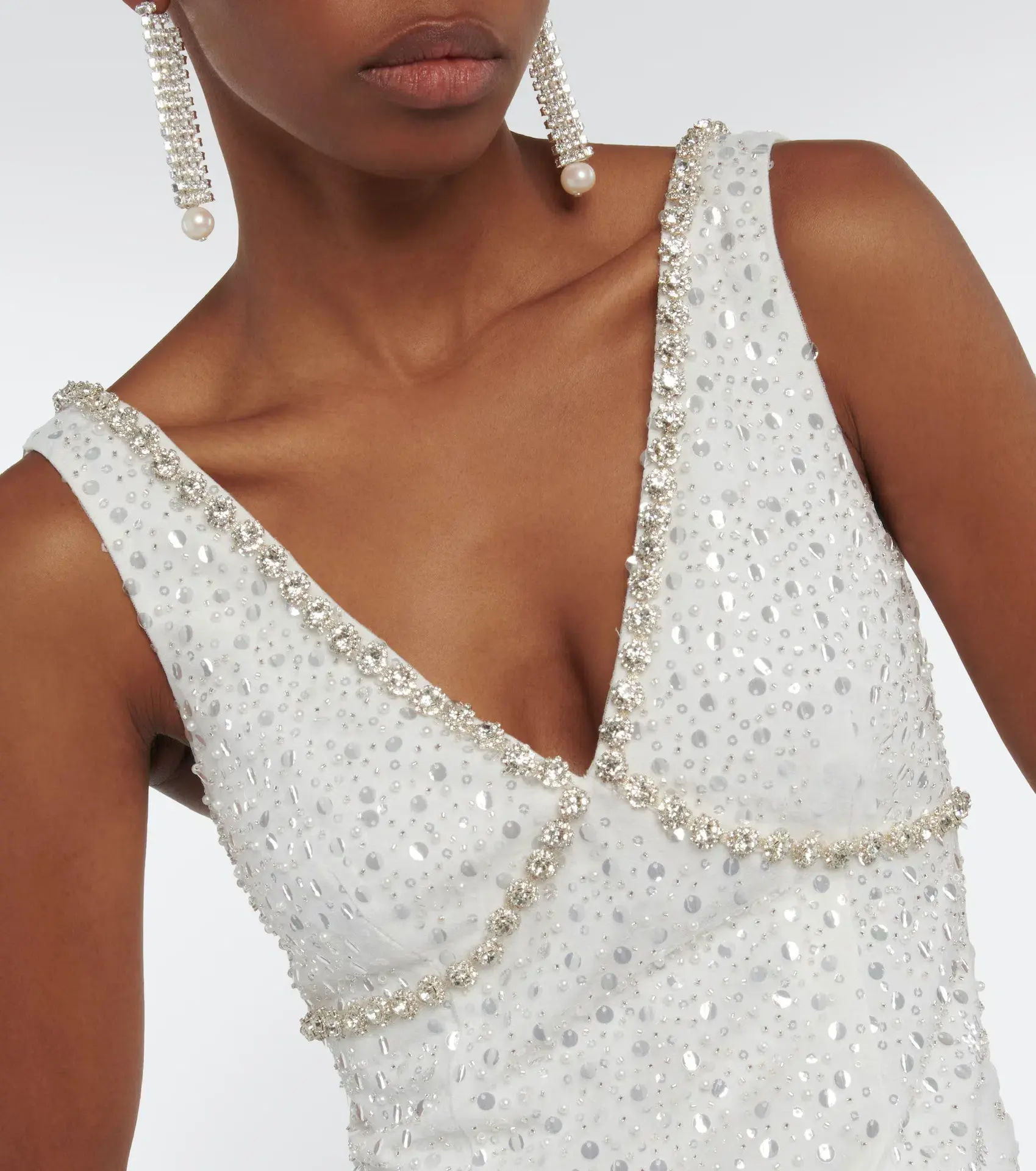 Self Portrait Crystal Embellished Mini Dress White Size 8 - Image 2