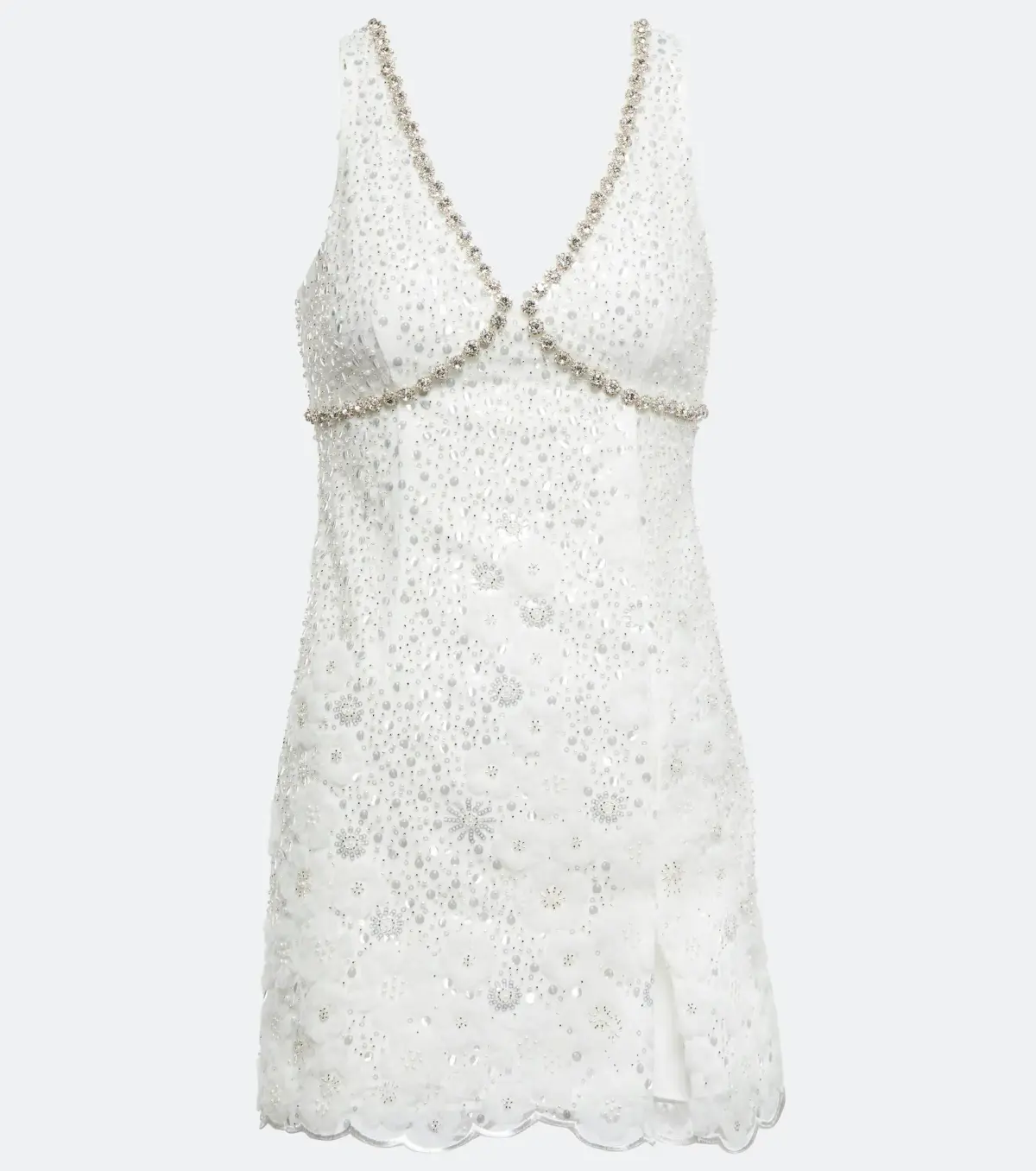 Self Portrait Crystal Embellished Mini Dress White Size 8 - Image 4