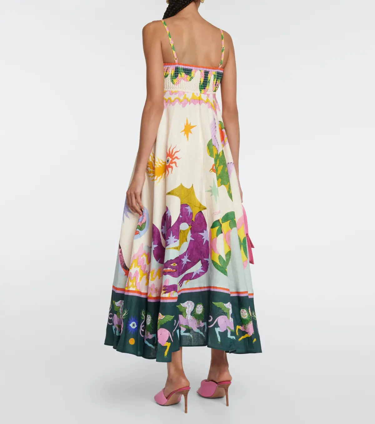 Alémais Seeker Printed Linen Midi Dess Multi Size 8 - Image 2
