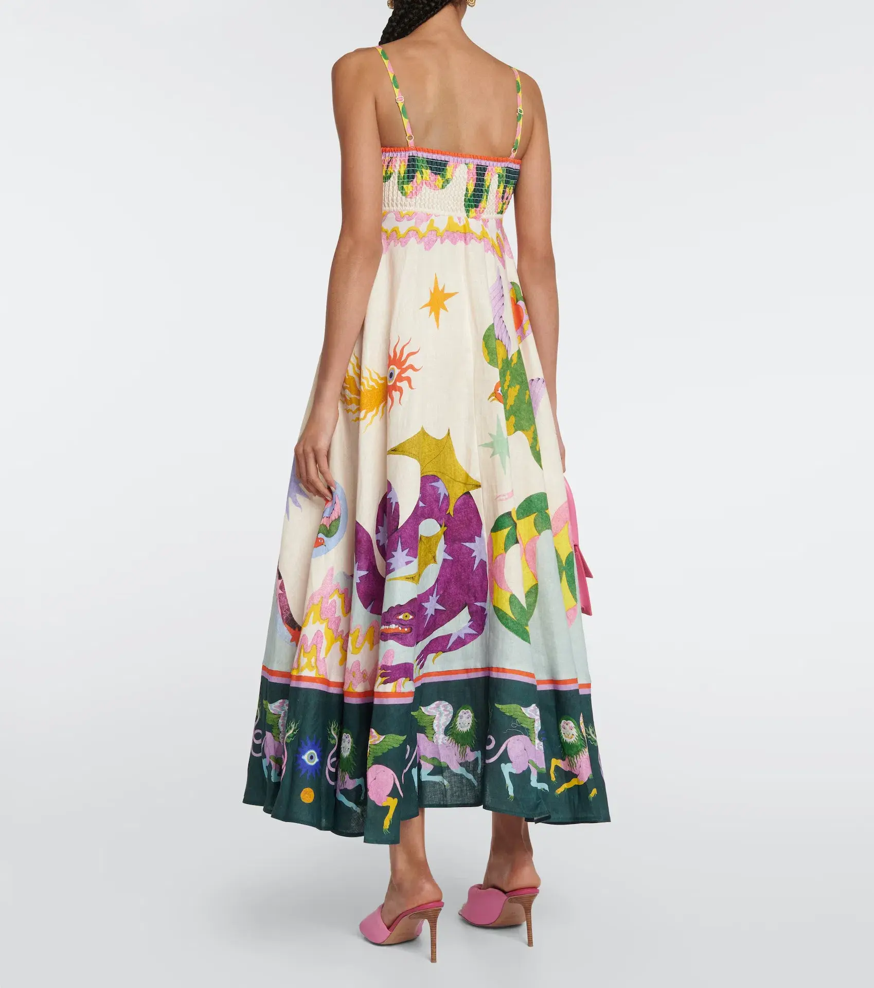 Alémais Seeker Printed Linen Midi Dess Multi Size 8 - Image 2
