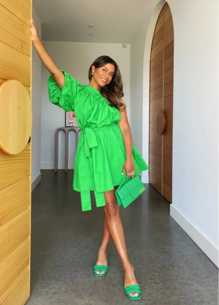 Oroton One Shoulder Mini Dress Green Size 6 - Image 4