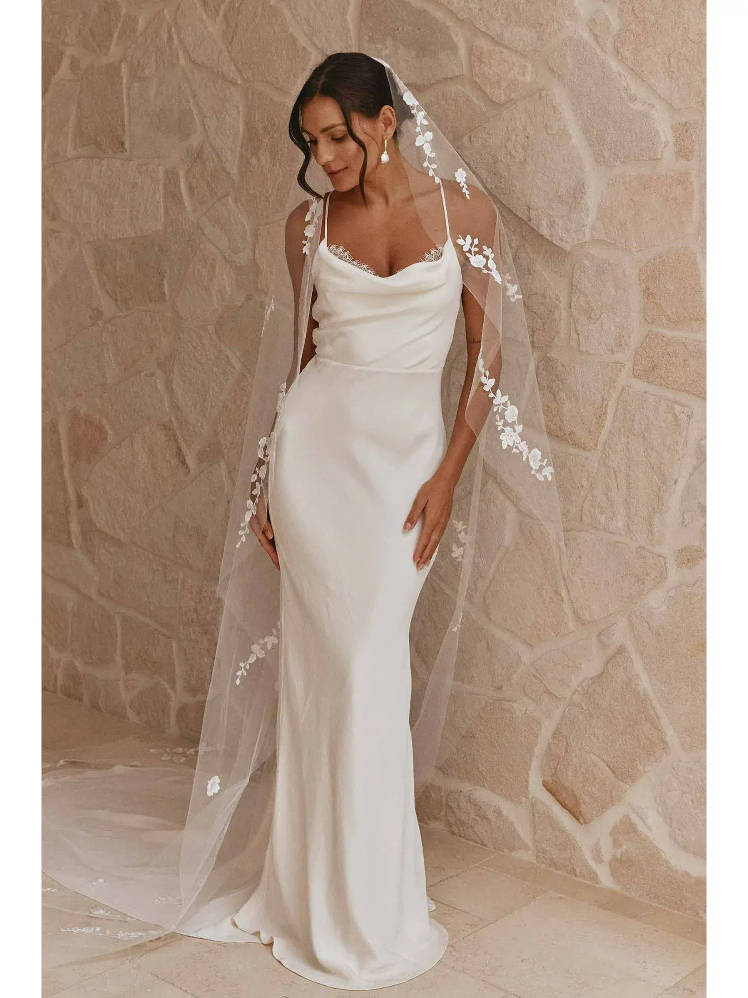 Milla Grace Loves Lace Honey Silk Inspiration Bridal Dress White Size AU 6 - Image 1