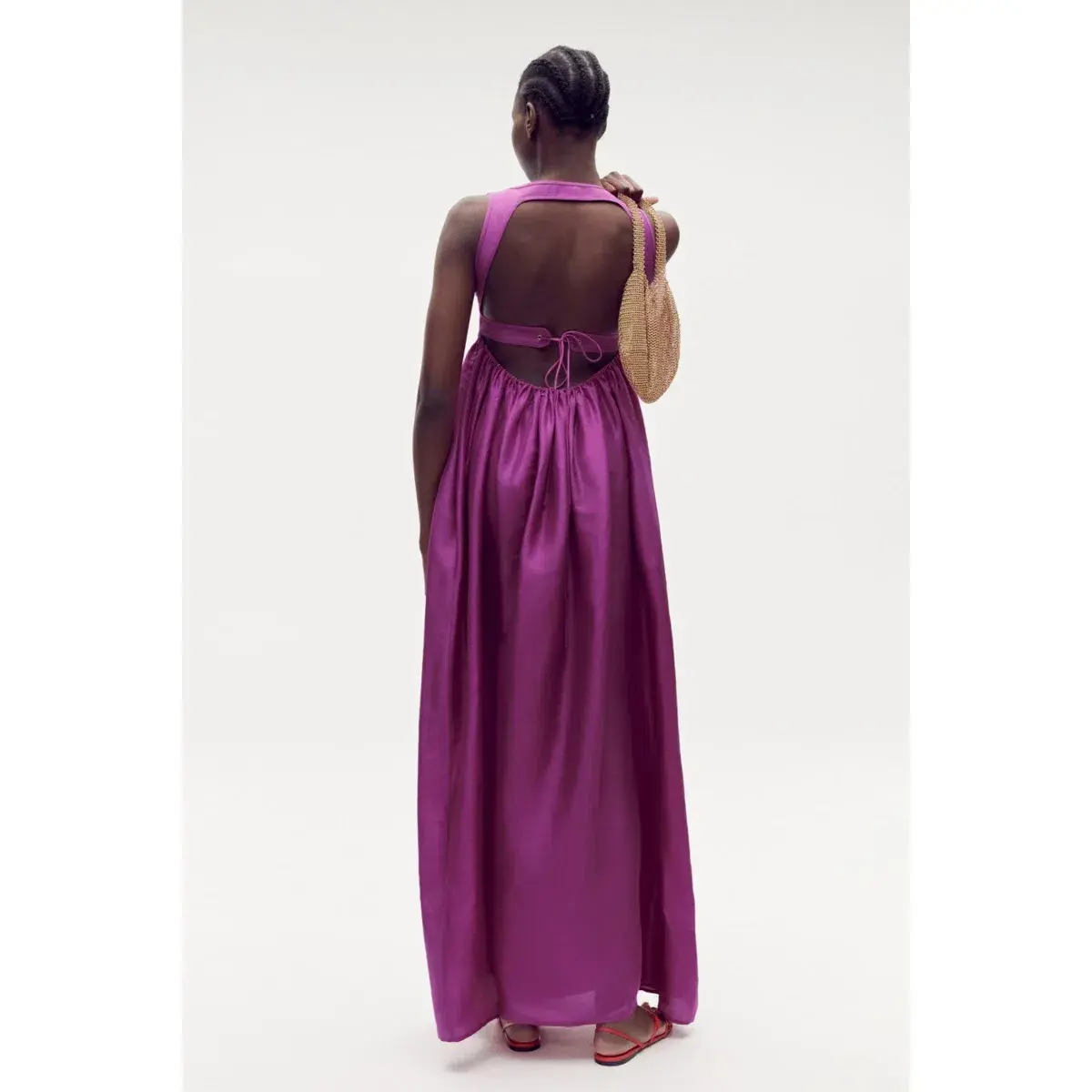 Oroton Strappy Sun Dress Magenta Size AU 12 - Image 2