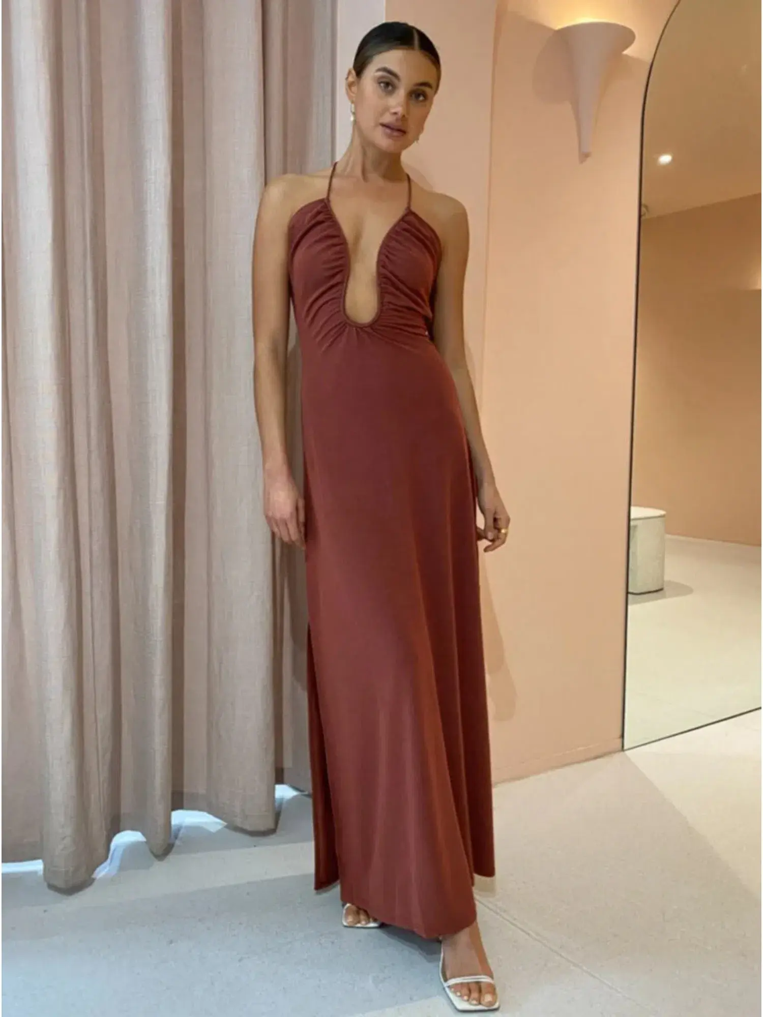 Sonya Moda Knitted Keyhole Gown in Spice Size AU 8 - Image 1