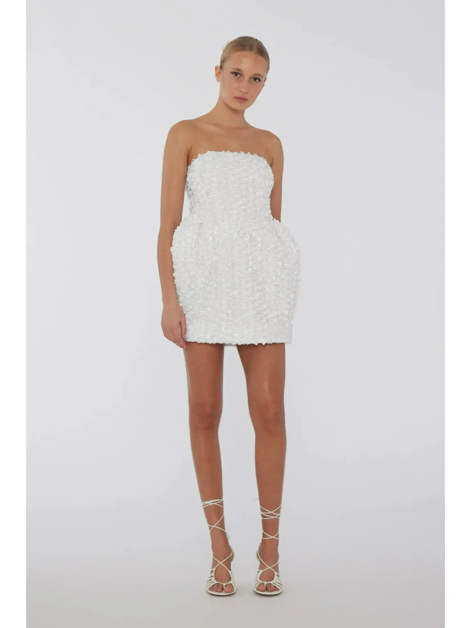 Rotate Birger Christensen 3D Flower Mini Dress White Size AU 8 - Image 1