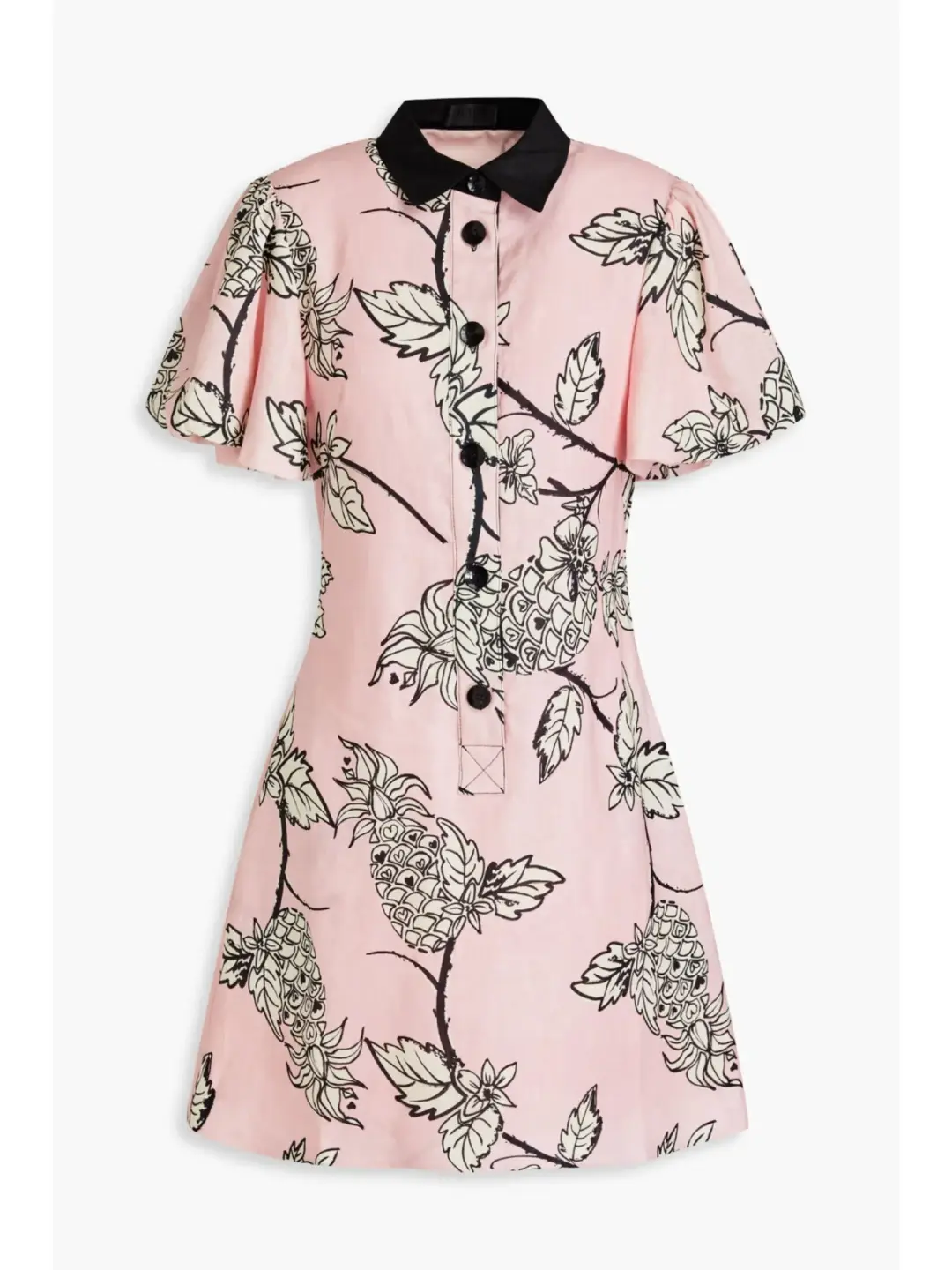 Leo Lin Pina Short Dress Printed Linen Mini Dress Pink Size AU 10 for rent on The Volte - main image