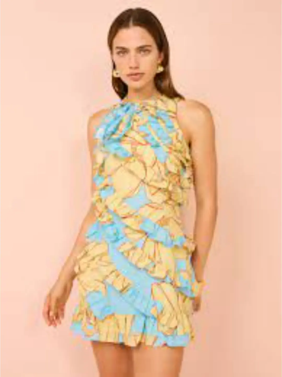 Issy Multi Frill Mini Dress In Summer Print Size AU 8 for rent on The Volte - main image