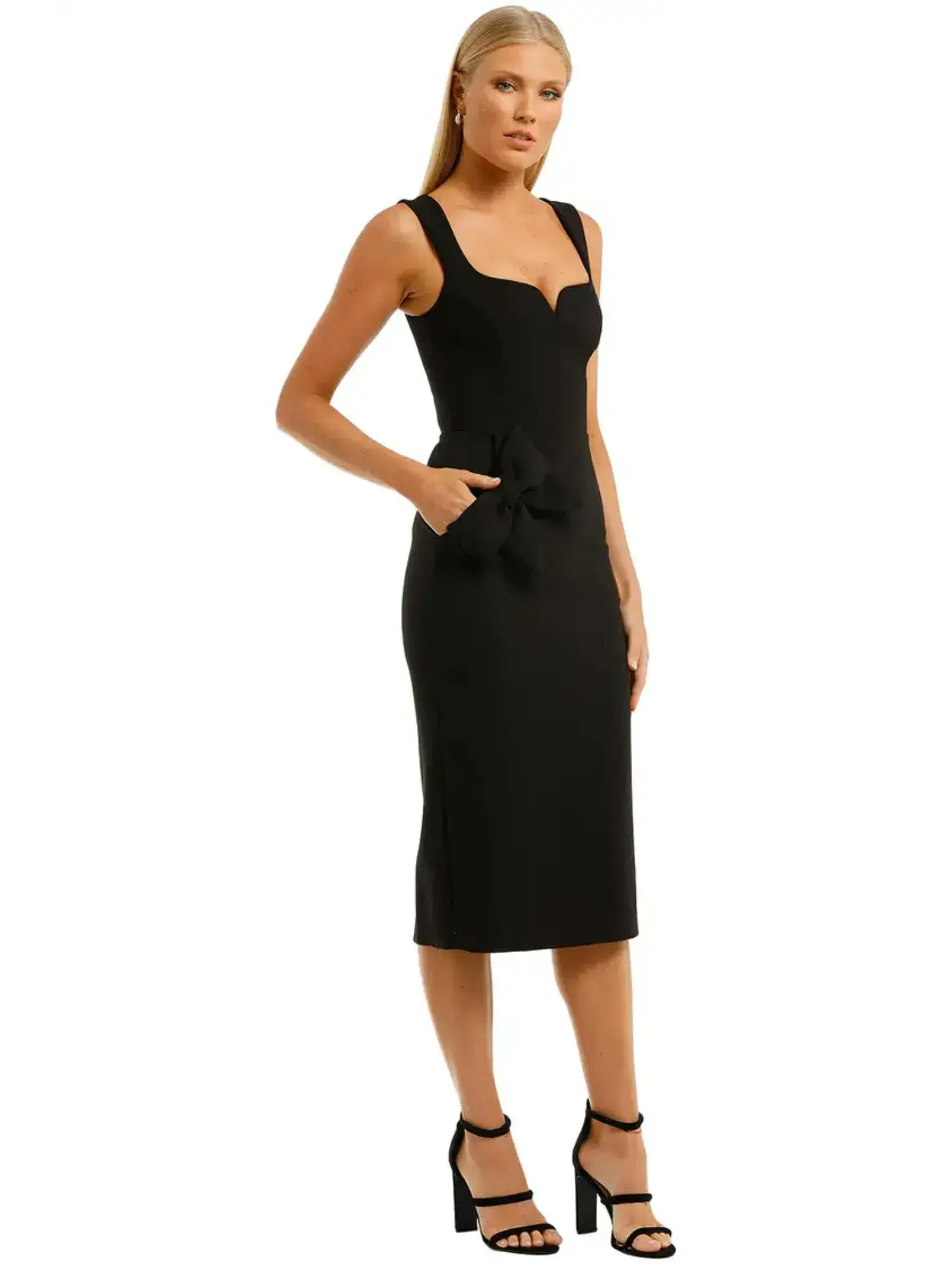Rebecca Vallance Galerie Bow Midi Dress in Black Size AU 6 - Image 2