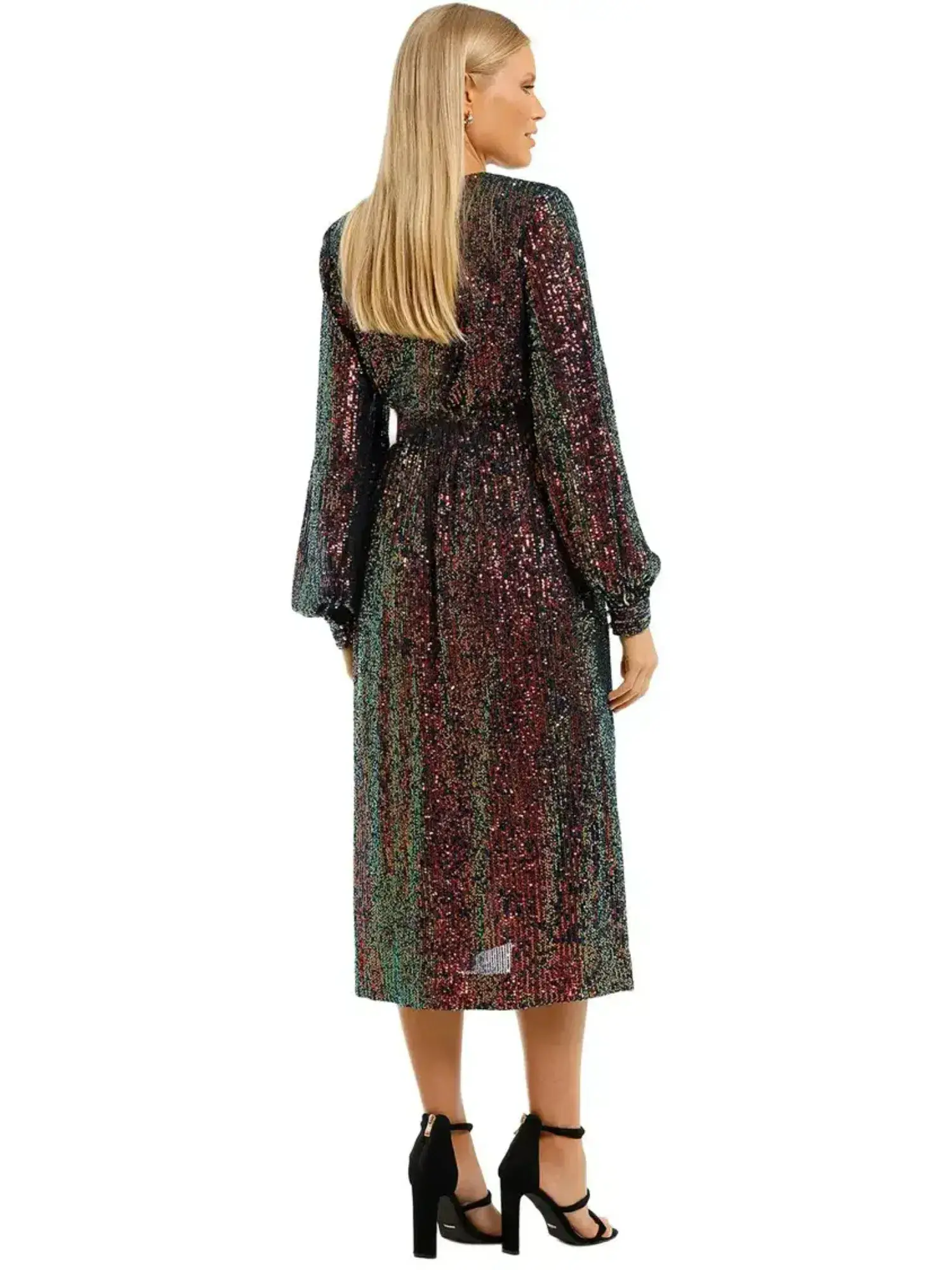 Rebecca Vallance Roxbury Long Sleeve Midi Dress in Multi Size AU 10 - Image 2