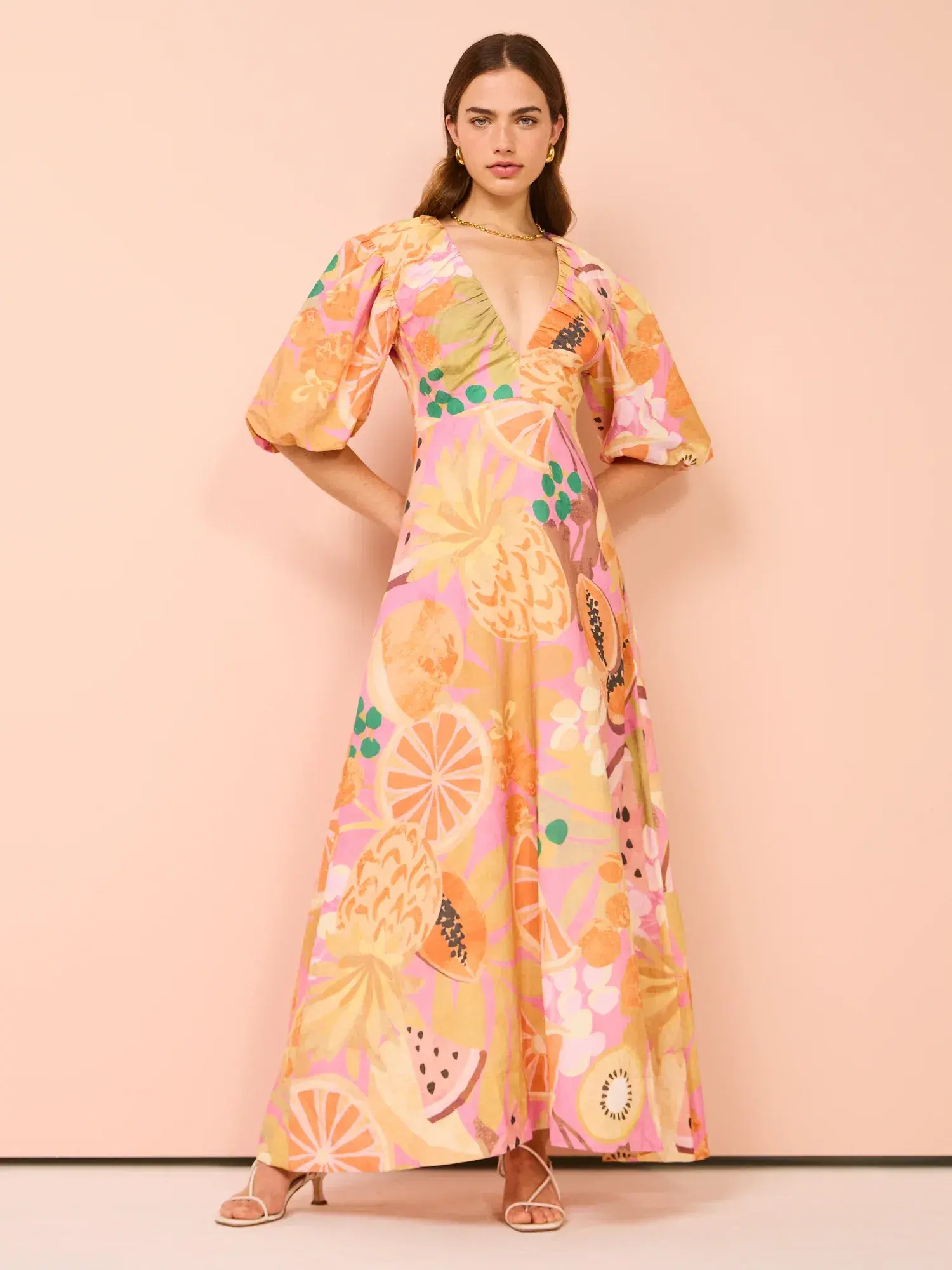 By Nicola Bolero Maxi Gathered Neckline Dress In Fruit Punch Size AU 8 - Image 1
