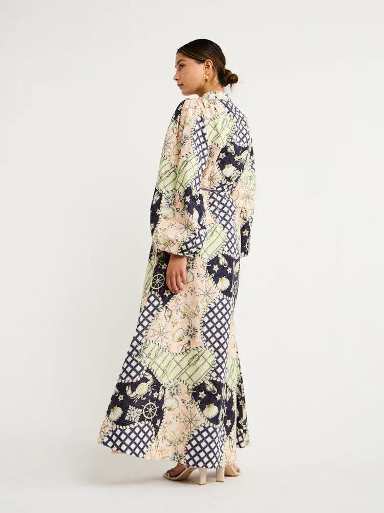 By Nicola Sail Maxi Billow Sleeve Dress in Geo/Nautical Size AU 8 - Image 5