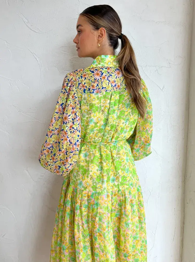 Alemais Daisy Patchwork Shirtdress In Multi Size AU 8 - Image 6